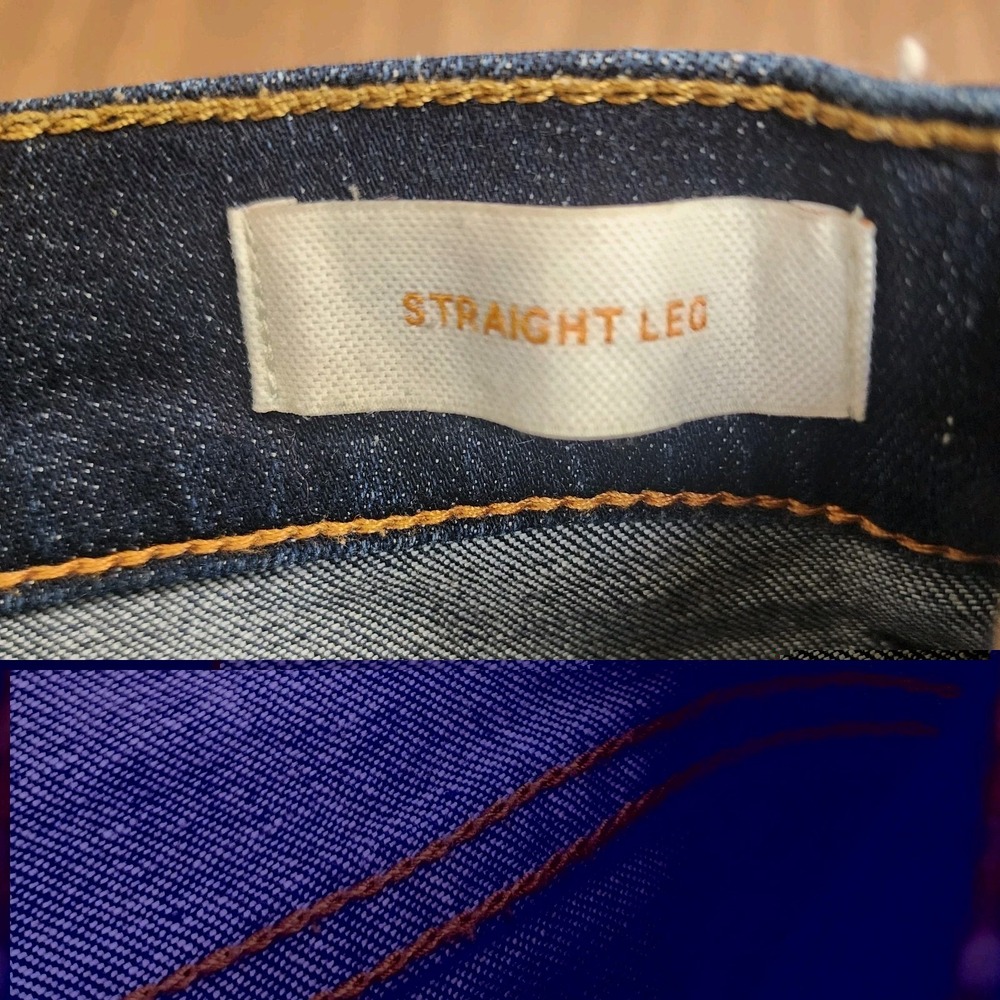 Tory Burch Women's Dark Denim Blue Jean Size 27 Straight Leg Gold Button Logo - Picture 9 of 14